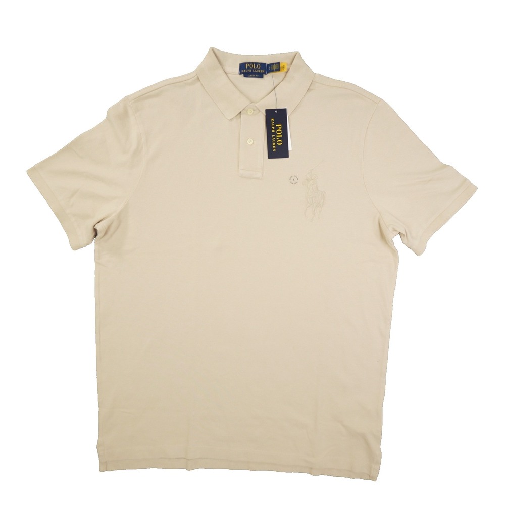 Polo Ralph Lauren Polo Shirt Big Pony Mens Large Beige NWT Monochrome Minimalist